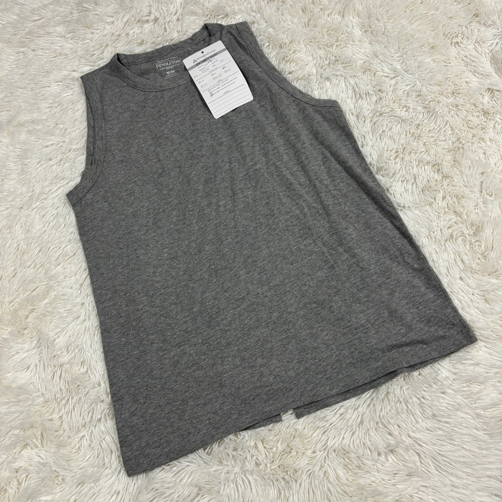 Pendleton Woman’s Cotton Split Back Gray sleeveless top Medium